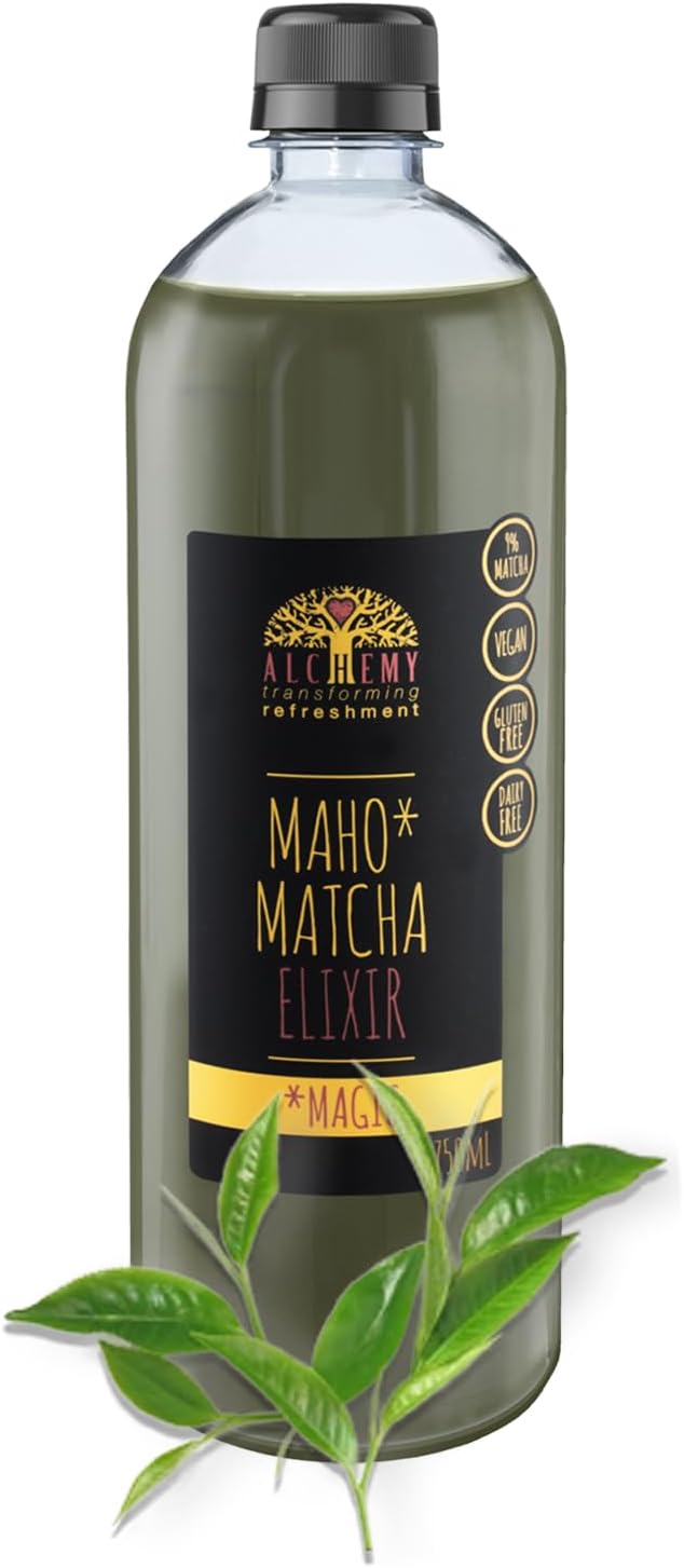 Alchemy Maho Matcha Cordial Elixir Syrup, Latte Superfood, Delicious Healthy Drink, Japanese Tea, Vegan & Gluten Free Coffee Alternative (1 x 750ml)