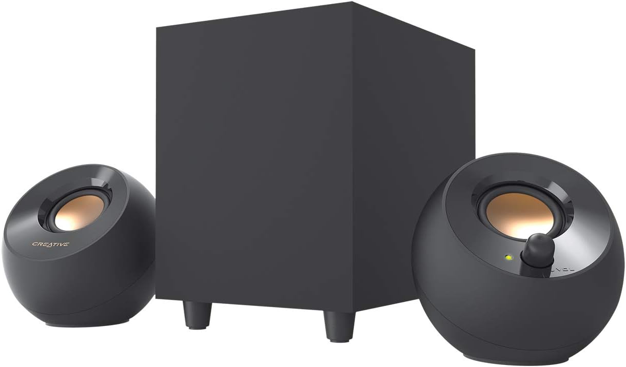 CREATIVE Pebble Plus 2.1 USB-Powered Desktop Speakers with Powerful Down-Firing Subwoofer and Far-Field Drivers, Up to 8W RMS Total Power for Computer PCs and Laptops (Black)