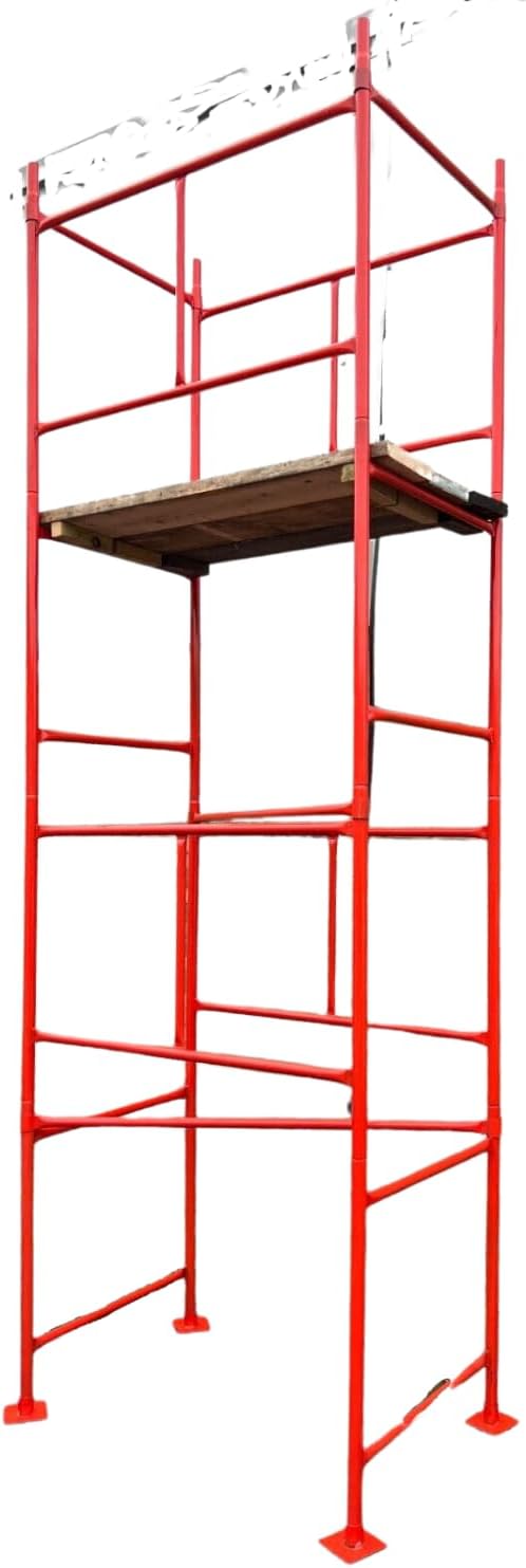 HILL TOP FABRICATIONS CO (1998) LTD - Scaffolding Tower with Scaffolding Boards 4.2 Meters (14') Working Height 4x2'6 Base Size. Steel & Polyester Powder Coated (PPC) High Quality Durable Finish.