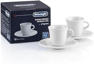 De'Longhi DLSC308 Porcelain Espresso Cup & Saucer, Set of 2,70 ml