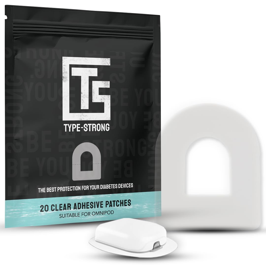 Type Strong Omnipod 5 overpatches, CGM Adhesive Patches for Sensitive Skin. Waterproof & Sweatproof for 3+ Days of Protection, Pre-Cut Adhesive Tape, Durable, Hypoallergenic, Easy to Apply. 20 Pack