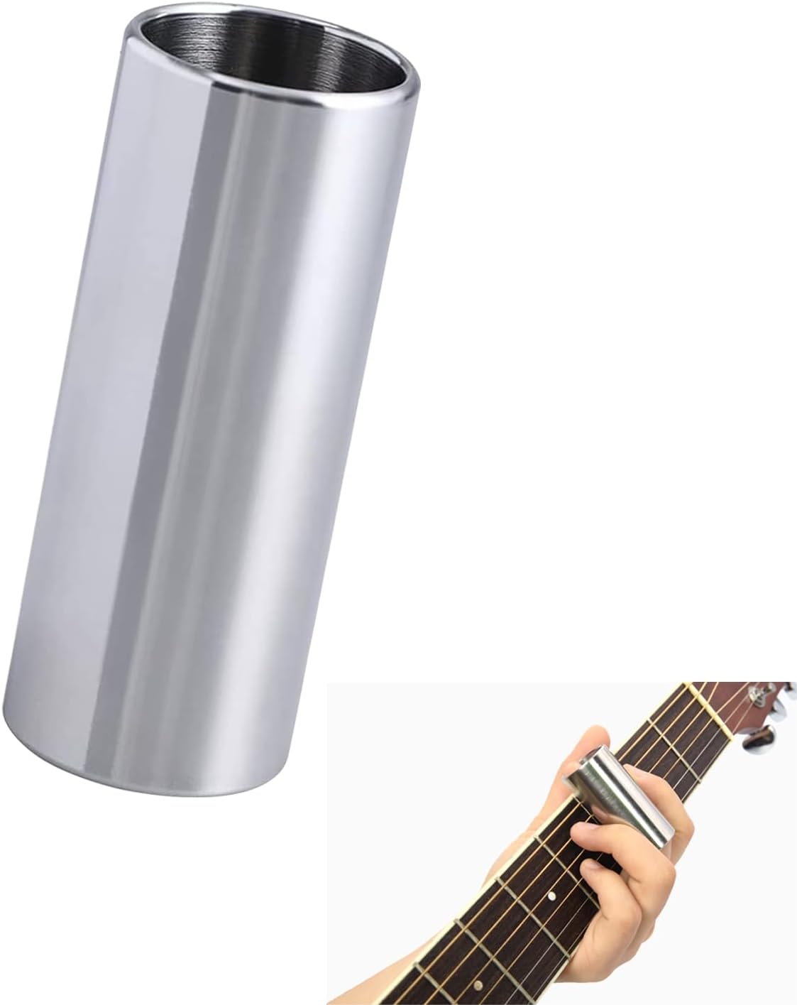 Stainless Steel Guitar Slide Ukulele Finger Slide Bottleneck Slides Finger and Knuckle Slide for Electric Guitar Bass Acoustic Guitar Stringed Instruments Medium (6cm)
