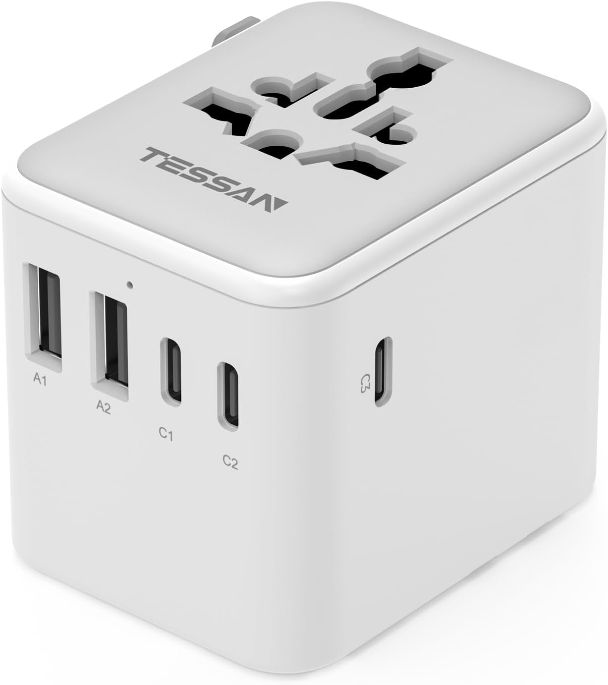 TESSAN Universal Travel Adapter, 28W Worldwide Plug with 2 USBA and 3 USBC