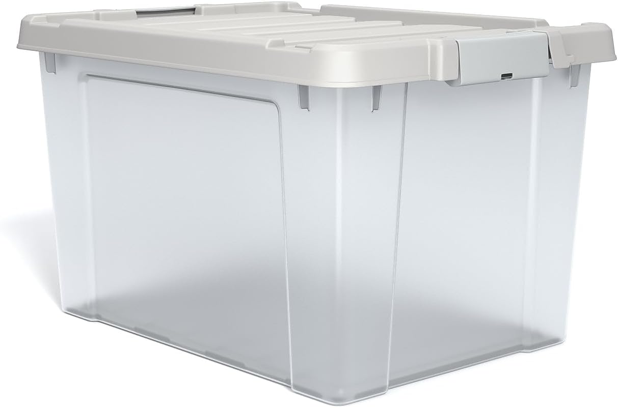 Staples 78.4 Qt. Latch Lid Storage Bin, Clear (TR58307)