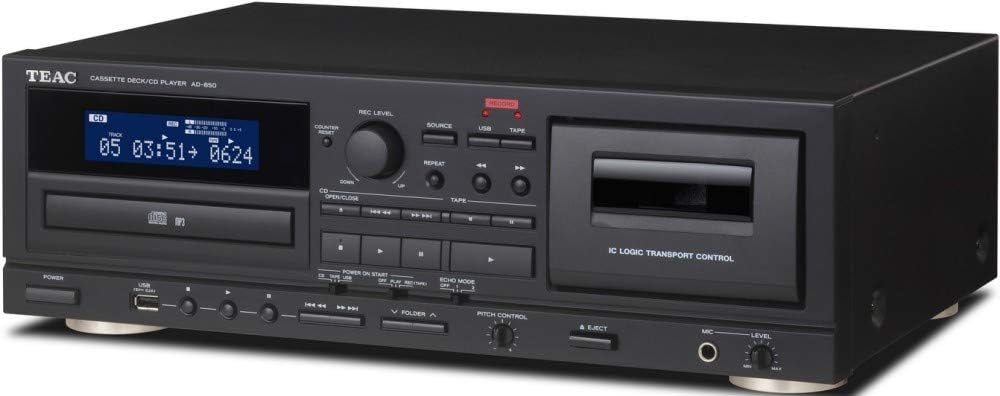 Teac AD-850 Home Audio Cassette and CD Player with USB-Recorder and Karaoke Mic Input (AD850B)
