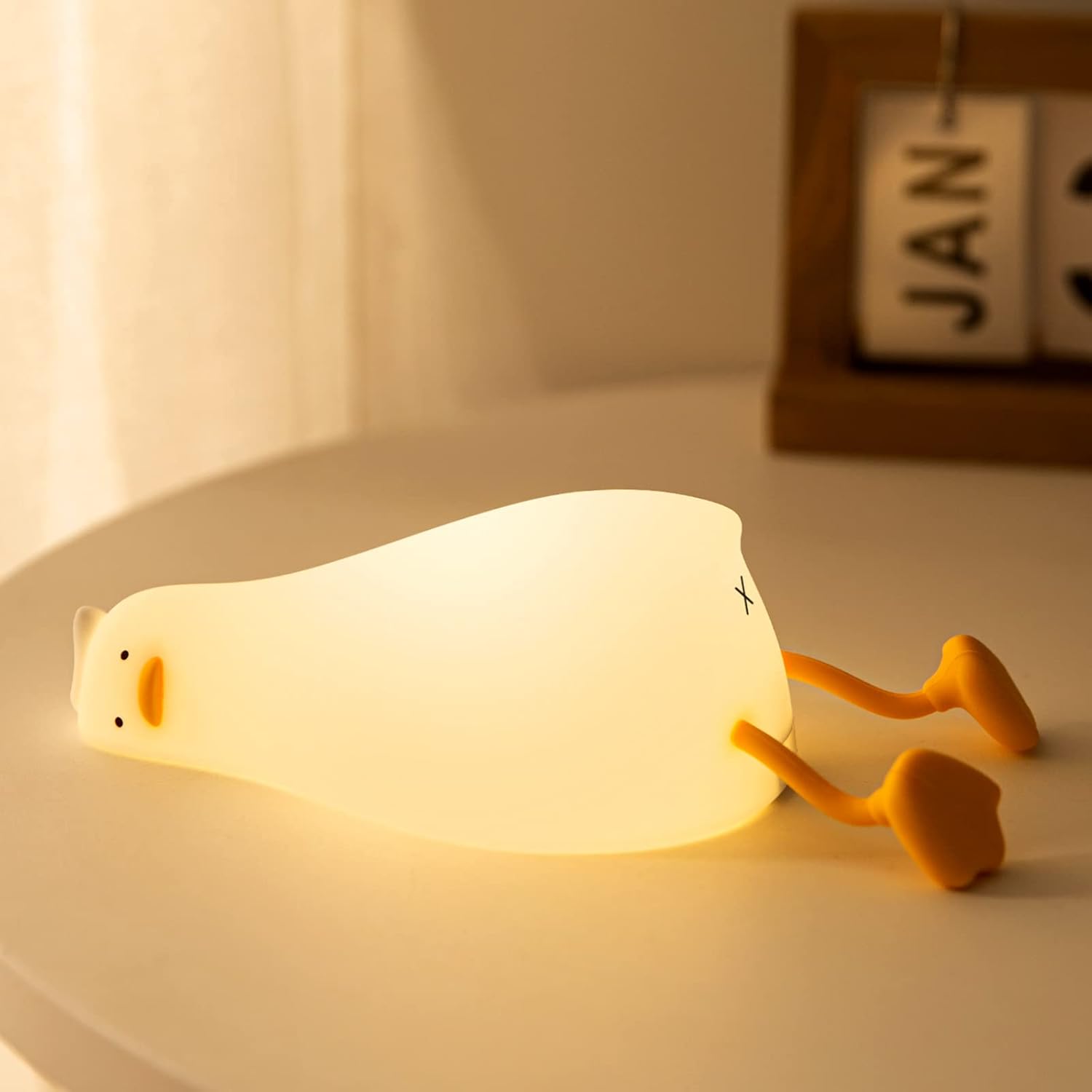 Luditek Laying Flat Duck Night Light, 3 Level Touch Dimmable Rechargeable Beside Nursery Lamp, Squishy Kawaii Stuff Desk Dorm Room Decor, Nightlight for Breastfeeding Baby Kids Girls Gifts