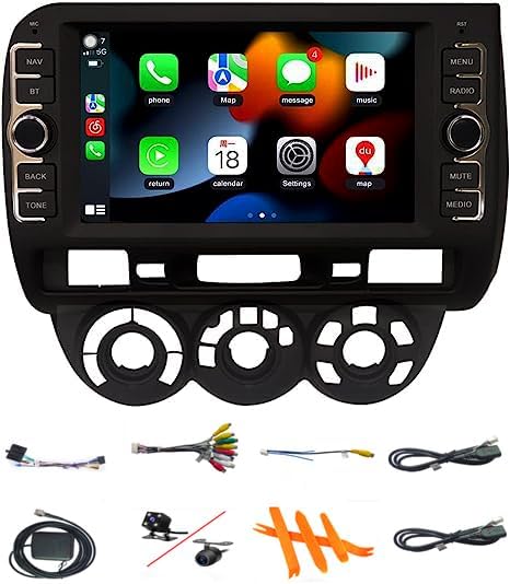 for Honda Fit Jazz Radio 2004-2007 Android 13 Car Stereo, 8” IPS Touch Screen GPS Navigation for Car Head Unit Built-in DSP Wireless/Wired Carplay Android Auto with Free Rear Camera (2GB RAM+32GB ROM)