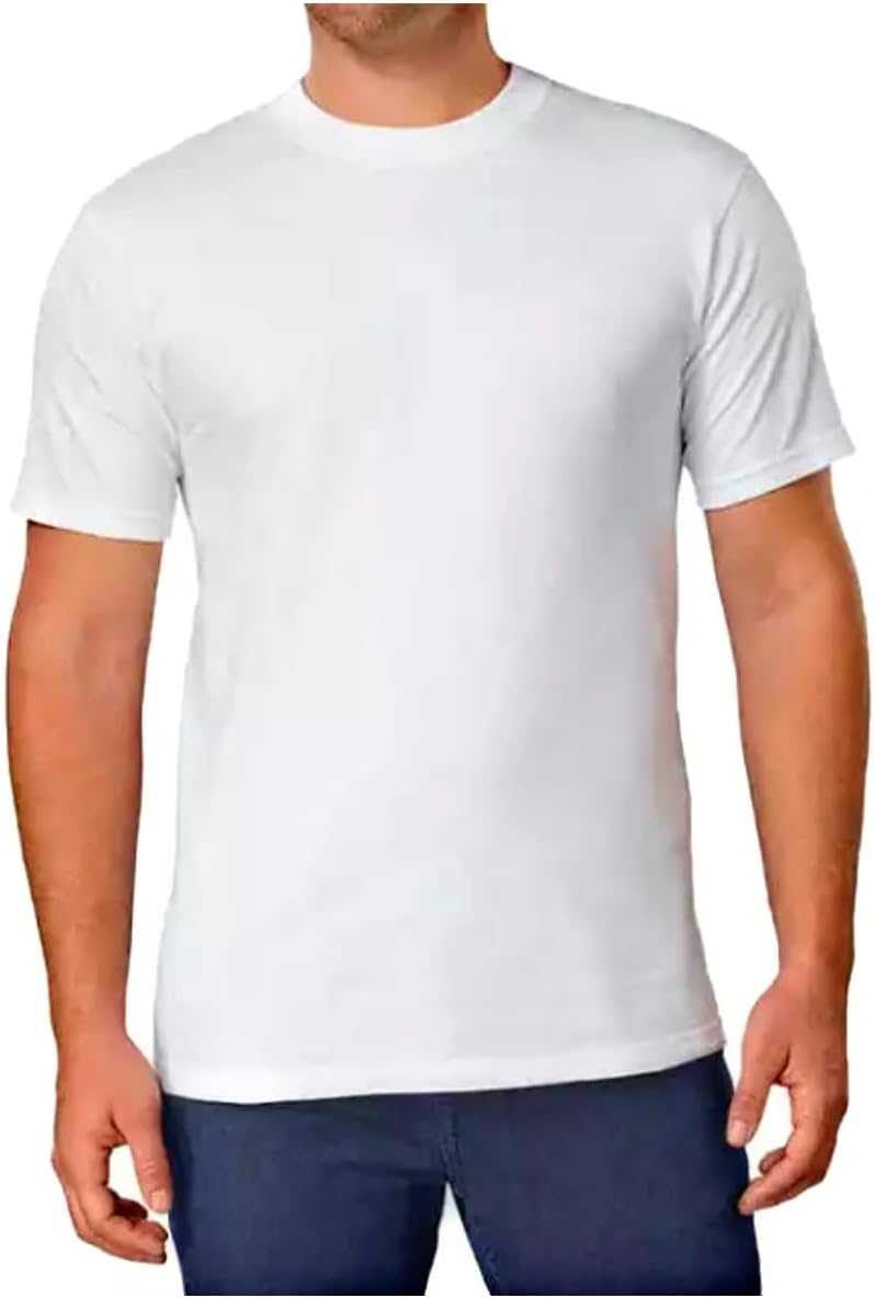 Kirkland Signature Men's Crew Neck Tee 100% Combed Heavyweight Cotton T-Shirts (Pack of 6), White, Large