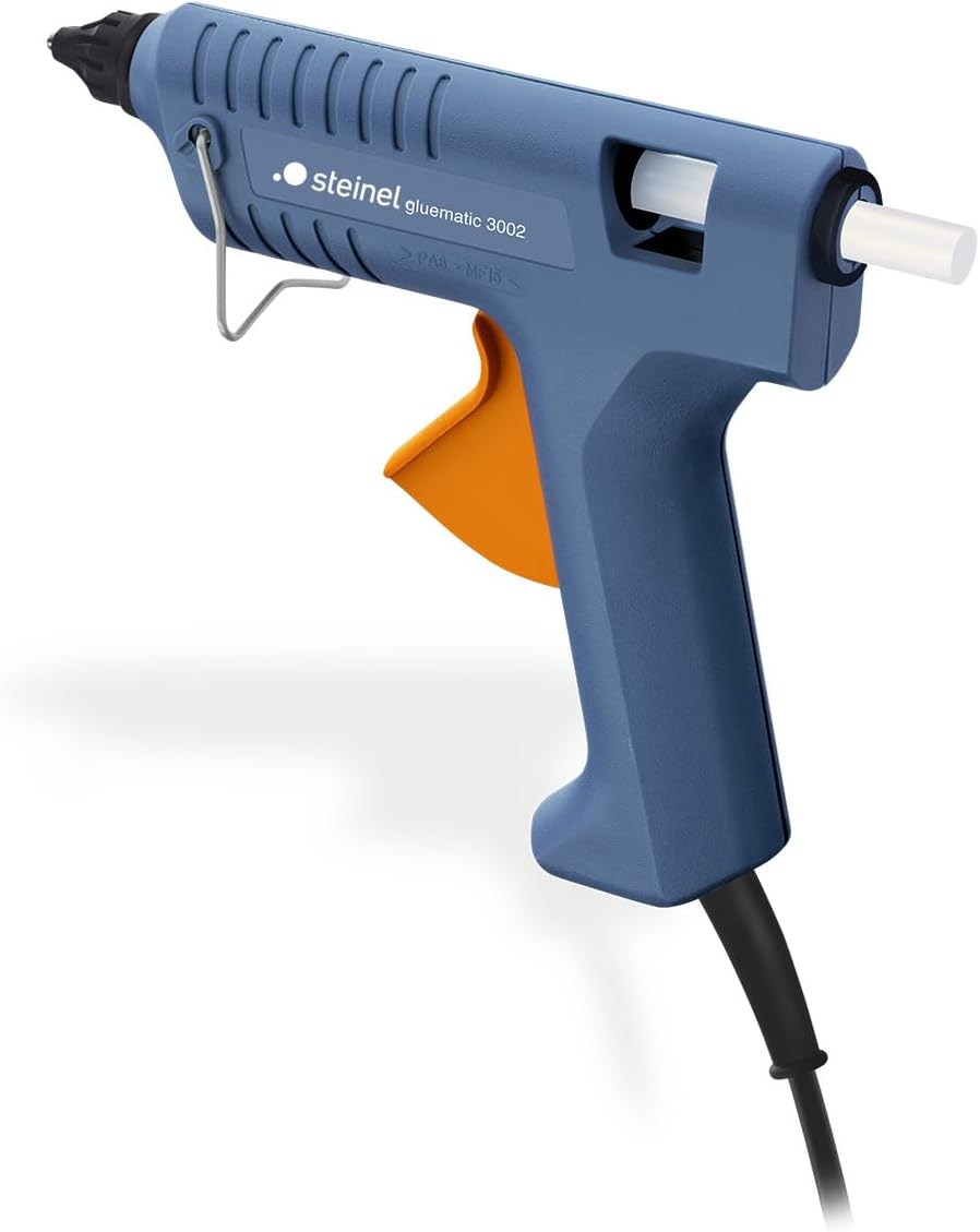 Steinel Gluematic 3002 - glue gun, PTC heating technology, delivery rate 16 g/min, incl. 3 ULTRA power glue sticks 11 mm, Blue