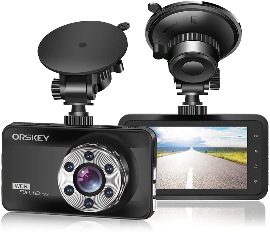 ORSKEY Dash Cam 1080P Full HD Car Camera DVR Dashboard Camera Video Recorder In Car Camera Dashcam for Cars 170 Wide Angle WDR with 3.0" LCD Display Night Vision Motion Detection and G-sensor