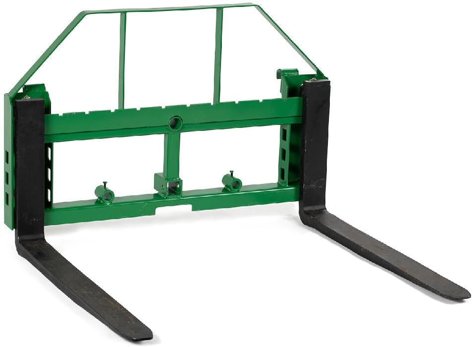 Titan Attachments Heavy Duty Pallet Fork Frame and 48" Fork Blades with 2" Trailer Receiver Hitch Fits John Deere Loader