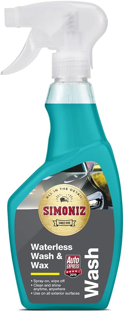 Simoniz Waterless Car Wash & Wax, Dual Action Waterless Wash & Wax, Cleans & Protects Car Paintwork, Essential Car-Cleaning Products For Clean & Shine Finish, Carnauba Wax, All Exterior Surfaces 500ml