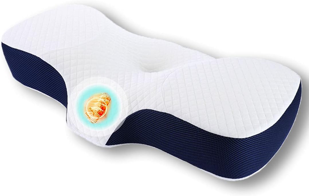 Memory Foam Pillow Side Sleepers Neck Pain, Ergonomic Orthopedic Contour Pillow with Washable Pillowcase Standrad Size for Side Sleepers Back Stomach Multiple Sleeping Positions