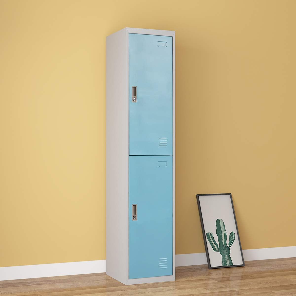 Panana Metal Lockers Storage Cupboard Steel Lockable Multiple Layers Cabinet for home, workshop, office, shops etc. (2 tier)