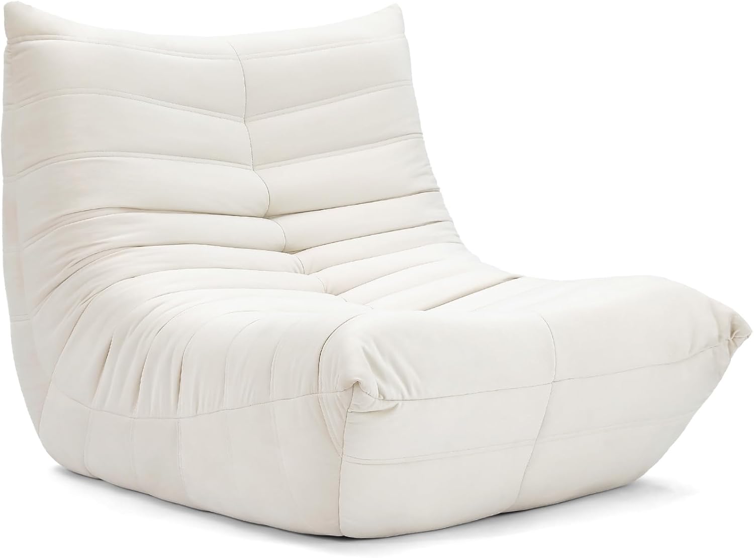 Vesgantti Togo Fireside Chair, Contemporary Beige Suede Lounge Chair, Ergonomic Lumbar Support, Perfect for Bedroom, Living Room, Office