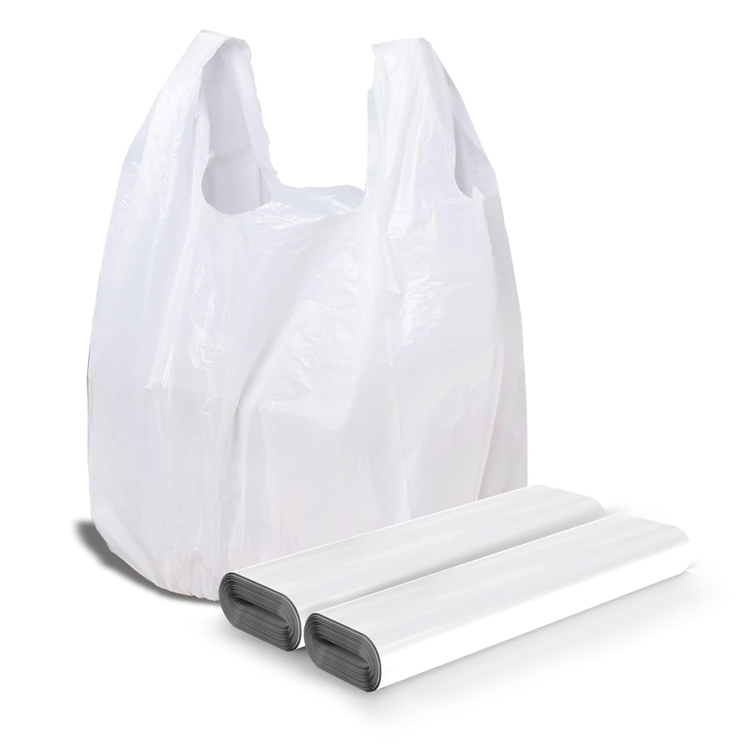 LimonLaviu Plastic Bags - 100Pack (25 mic thickness) (11.5'x 6.5" x 21') with Handles - Small Business & Grocery Bags in Bulk - Heavy Duty, Unscented