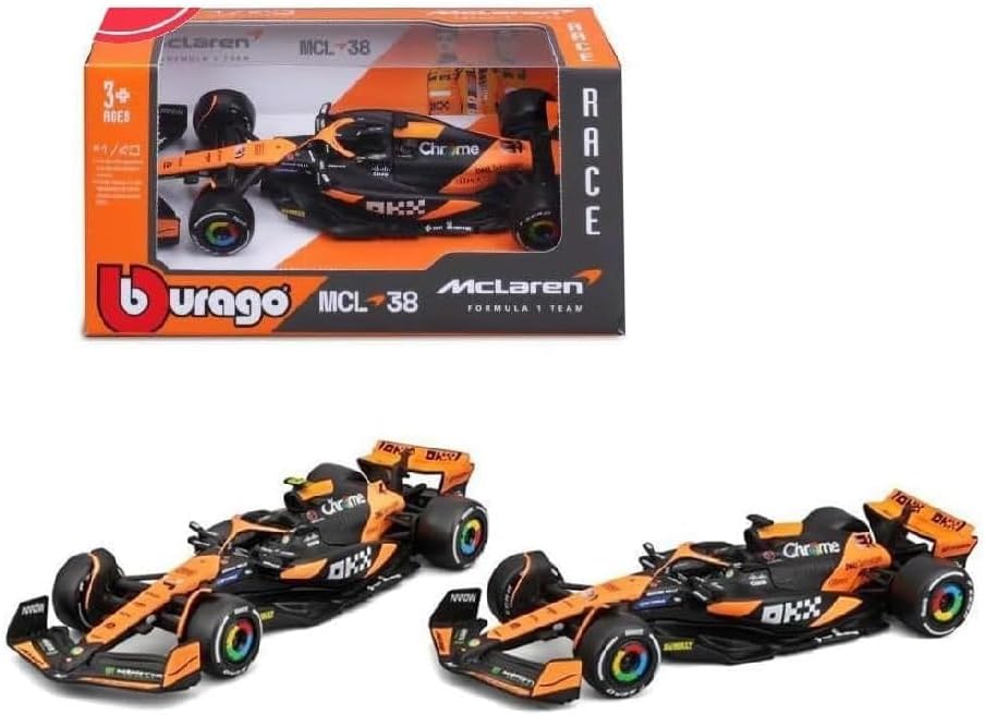 Bburago F1 Formula 1 MCLAREN MCL38 (2024) NORRIS 1:43 Scale - Incredibly Detailed Die-Cast Replica Collectible Race Car Model, Multiple Colours