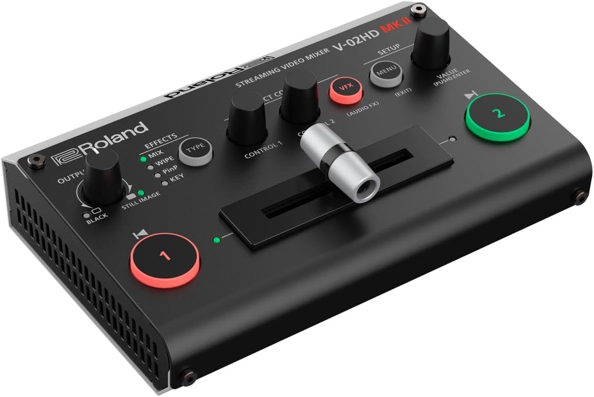 Roland V-02HD MK II – Streaming Video Mixer – The World’s Easiest Two-Camera Livestreaming Solution. Ideal for Online Teachers, Gamers, Worship and All Other Content Makers