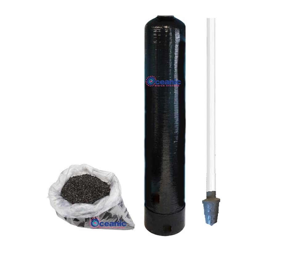 Replacement Water Filter Tank + Pre-Loaded Activated Coconut Shell Carbon (GAC) and Riser Tube | 9" x 48" - 1.0 Cubic Ft - Sold by Oceanic Water Systems
