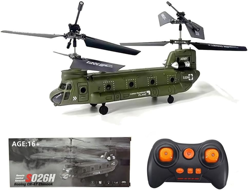 RC Helicopter Boeing CH-47 Military Transport 3CH Dual Propellers Remote Control Helicopter Drone 2.4G Fixed Height Simulation Fighter RC Plane Stability Flight Easy to Fly RC Aircraft Plane