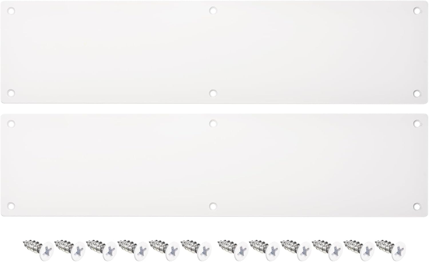 sourcing map 2pcs Door Kick Plate, 4 x 16 Inches Aluminum Kick Plate Door Plate, 2 MM Thickness, for Exterior Front Door or Back Door, White