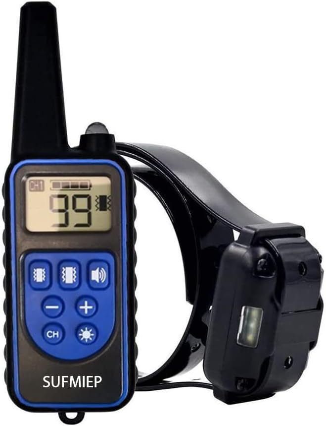 SUFMIEP Dog Training Collar with 2600Ft Remote, Electronic Dog Collar with Beep, Vibration, Strong vibration, Light ,Waterproof Dog Collar,Anti barking dog collar set for Small Medium Large Dogs