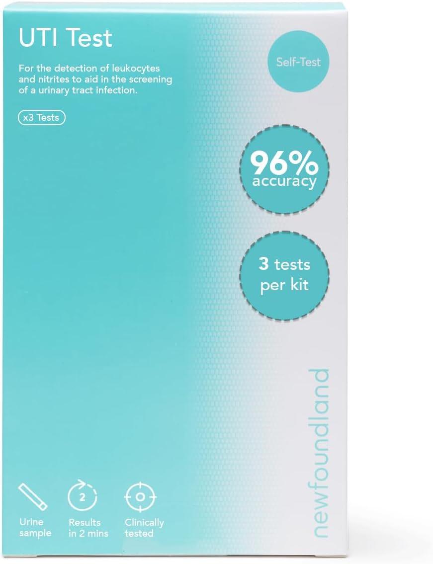 Newfoundland Urinary Tract Infection at Home Self-Test | UTI Test 3 | Tests per Kit | 96% Accuracy | 10 Minute Results | CE Self-Test FDA