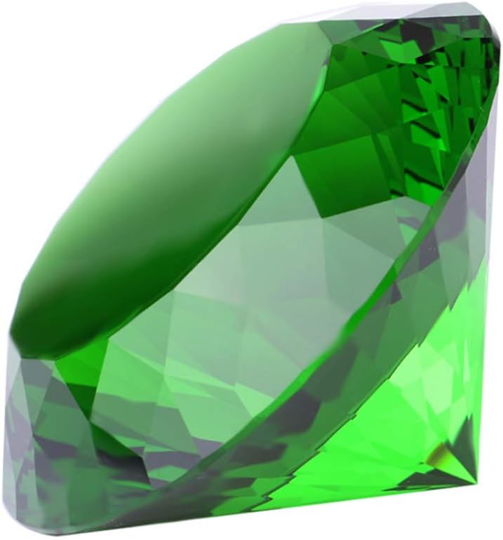 Crystal Glass Diamond Shaped Decoration, Green 60mm Jewel Paperweight,Gift Decoration Idea For Christmas, Thanksgiving (Please identify our brand Yarr Store)