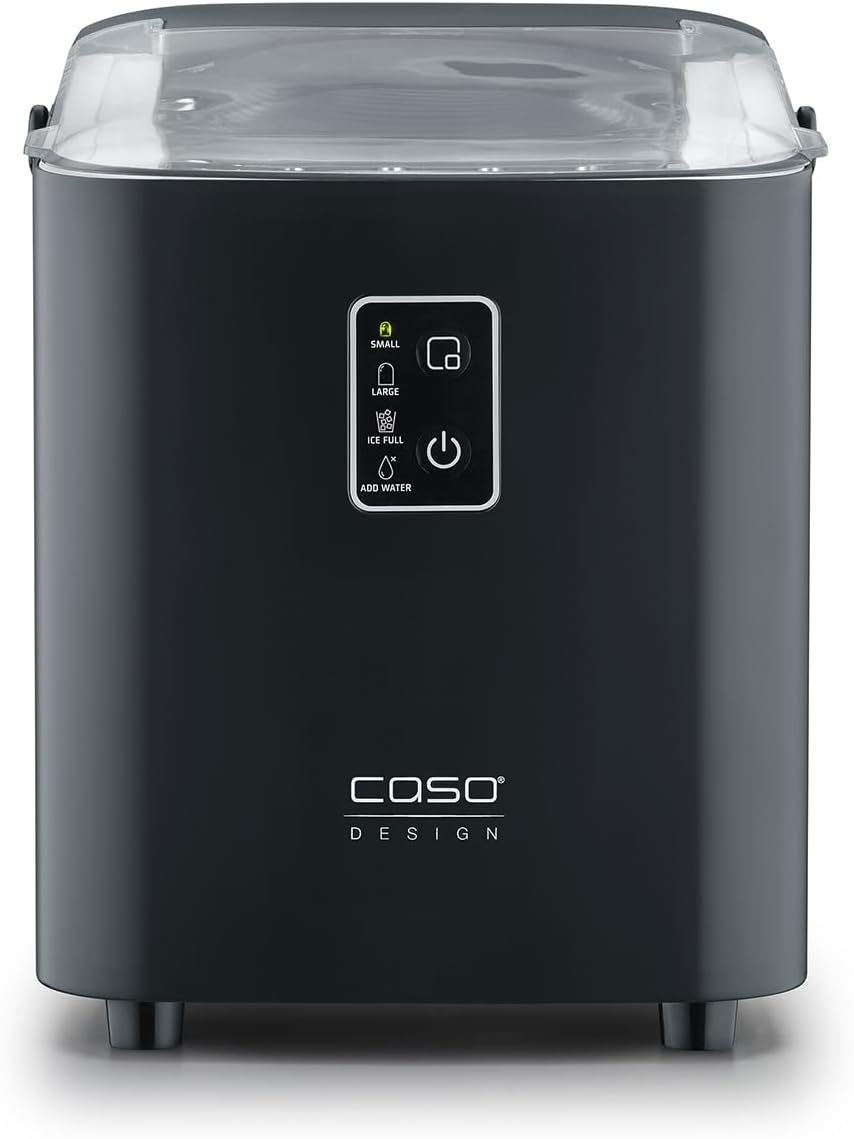CASO Design IceChef, Compact Ice Cube Maker, Counter-Top Ice Machine for Home and Kitchen, 1L Water Tank, Ice in Just 6 Minutes, 12kg of Ice in 24 Hours, 2 Sizes, Self-Cleaning Ice Cube Maker Machine