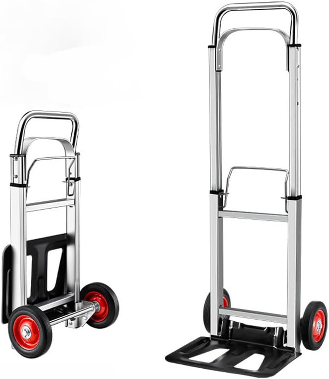 Folding Hand Truck Aluminium,Heavy Duty Hand Truck Foldable Trolley on Wheels,Multi Purpose Sack Truck Moving Trolley (90 kg maximum)