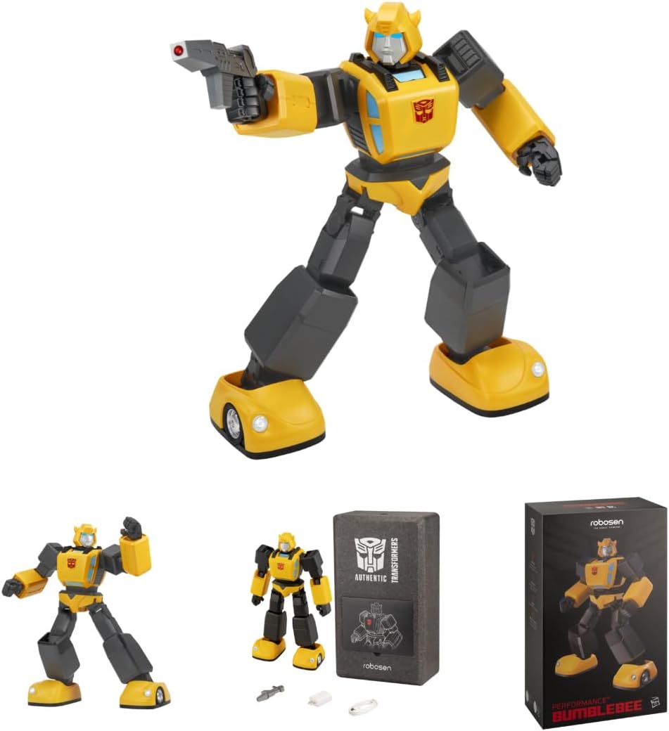 Robosen Authentic G1 Bumblebee Transformers Action Figure: Interactive, Voice-Controlled, Programmable Robot with Adaptive Movement, LED Lights, Original G1 Sounds, and Bluetooth-Enabled App Control.