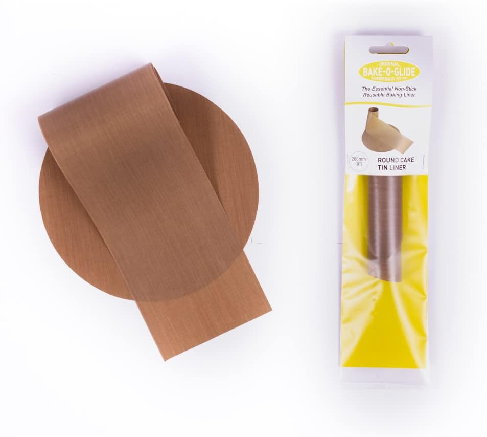 Bake-O-Glide RDPCT686 Multigrade Round Cake Tin Liner, 200mm / 8", Woven Glass Fabric Coated in 100% PTFE, Brown