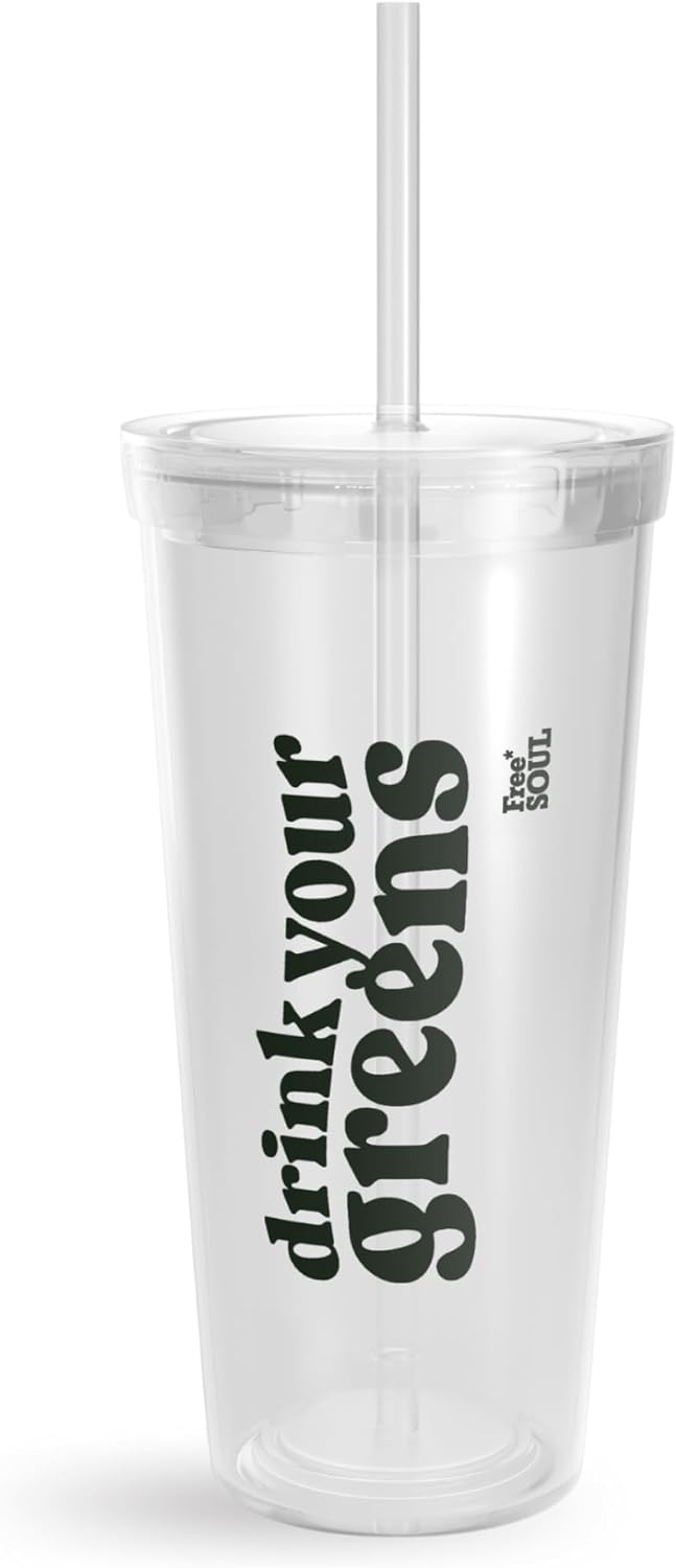 Free Soul Portable Cup with Straw | Screw On Lid | 750ml Travel Cup | BPA Free Spill Resistant Leak-Proof Reusable Cup (Greens Sip Cup)