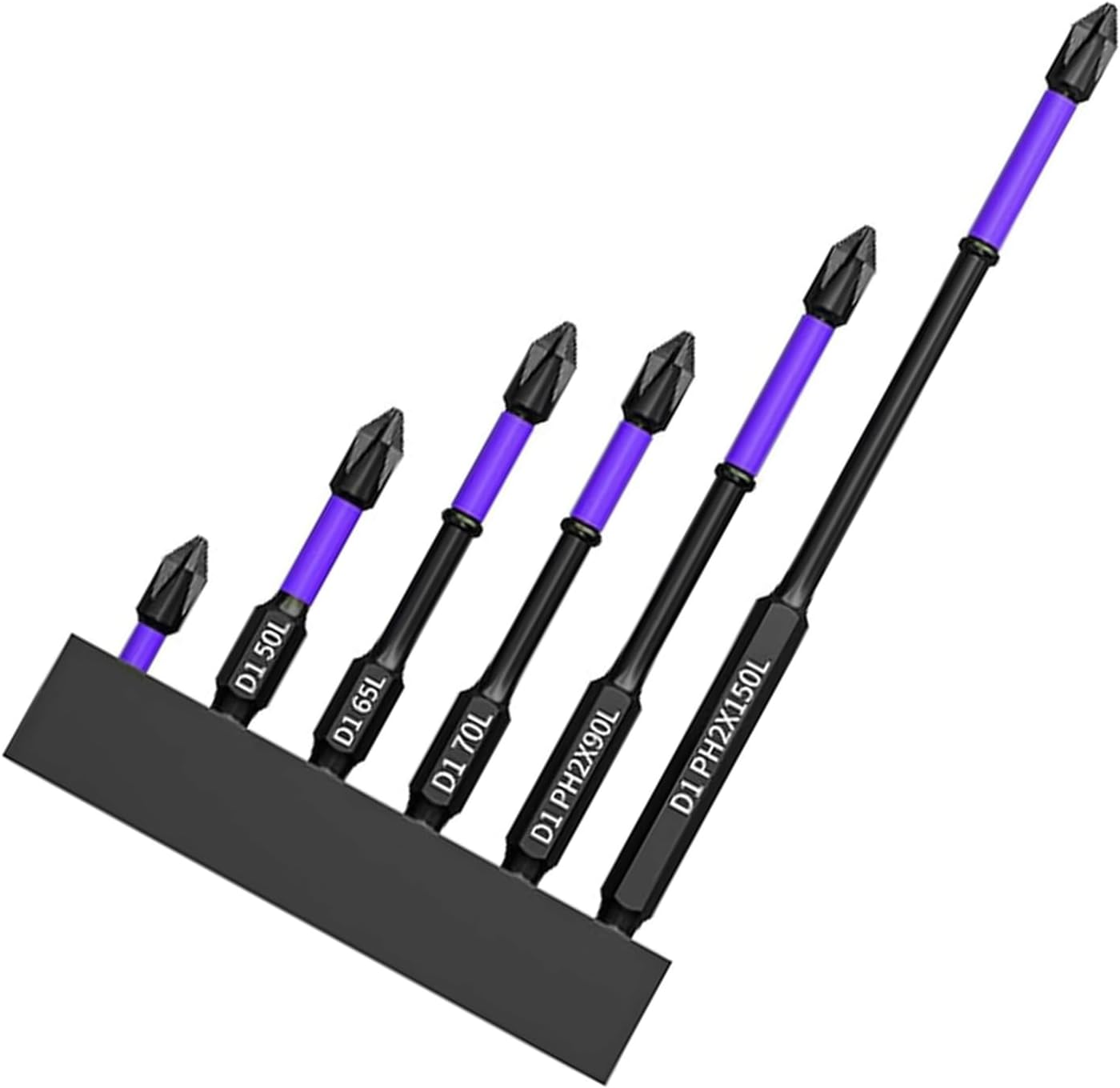 6PCS D1 Anti-Slip and Shock-Proof Bits with Phillips Screwdriver Bits Magnetic Screwdriver Bits Set, Set Strong Magnetic Impact Screwdriver, Non-Slip Screwdrivers Bits (6PCS/Set)