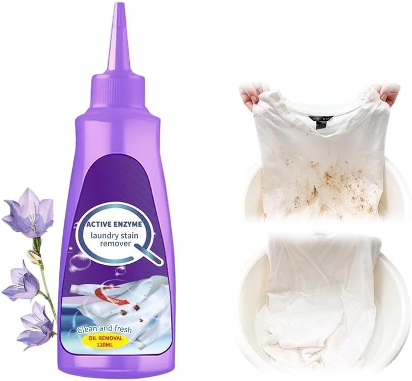 2025 Upgraded White Shirt laundry Stain Remover – Fabric Stain Remover for Clothes, Active Enzyme-Powered Laundry Cleaner for Oil, Collar & Tough Marks – Fast Acting Clothing Stain Solution (1)