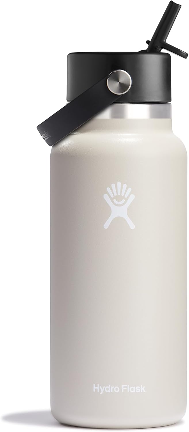 Hydro Flask 32 Oz Wide Flex Straw Cap Bottle - Insulated Stainless Steel - Wide Straw Lid, Non Spill, Leakproof in Oat