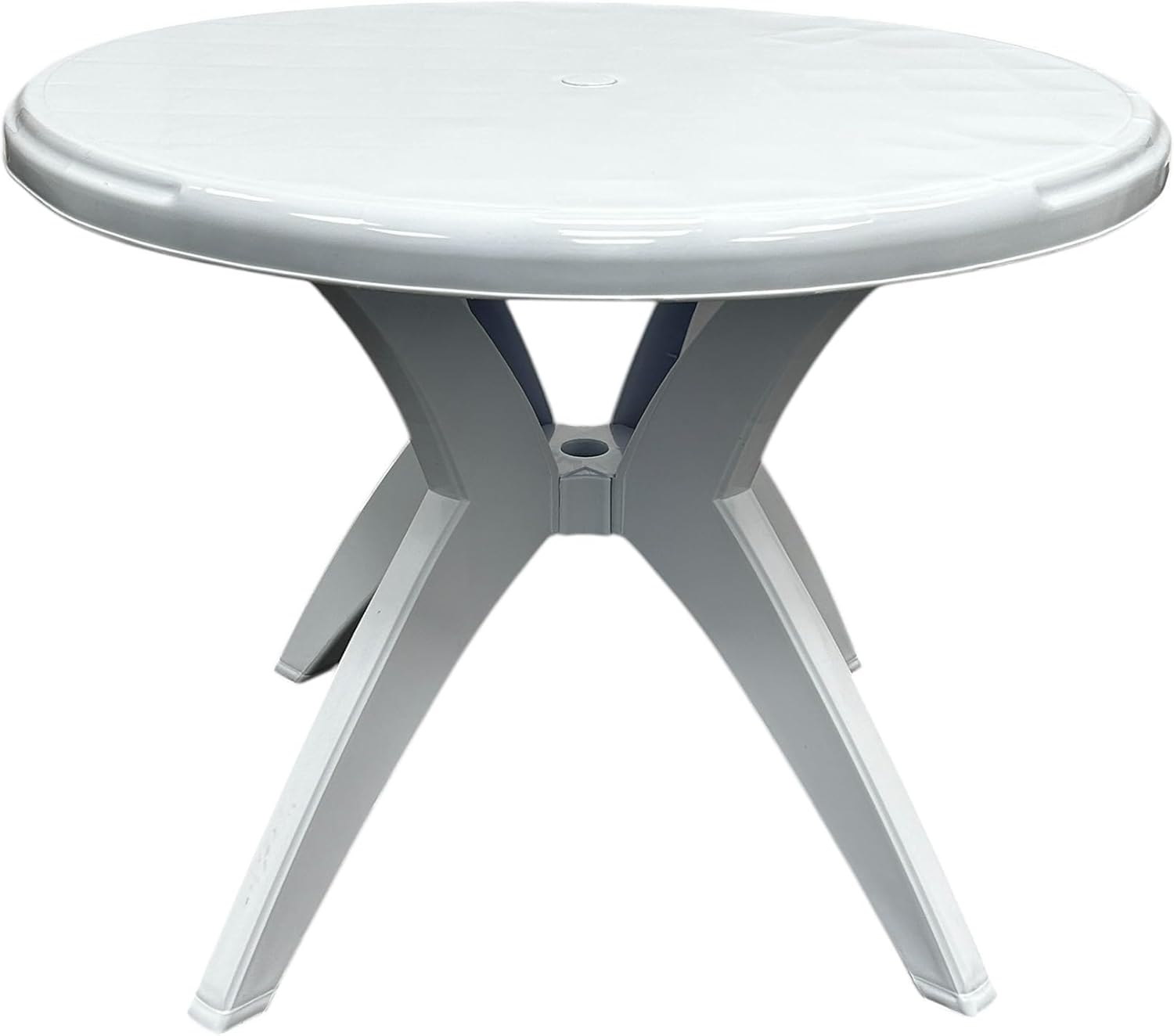 BE Furniture 90 cm Diameter White Plastic Patio Table, Garden Table