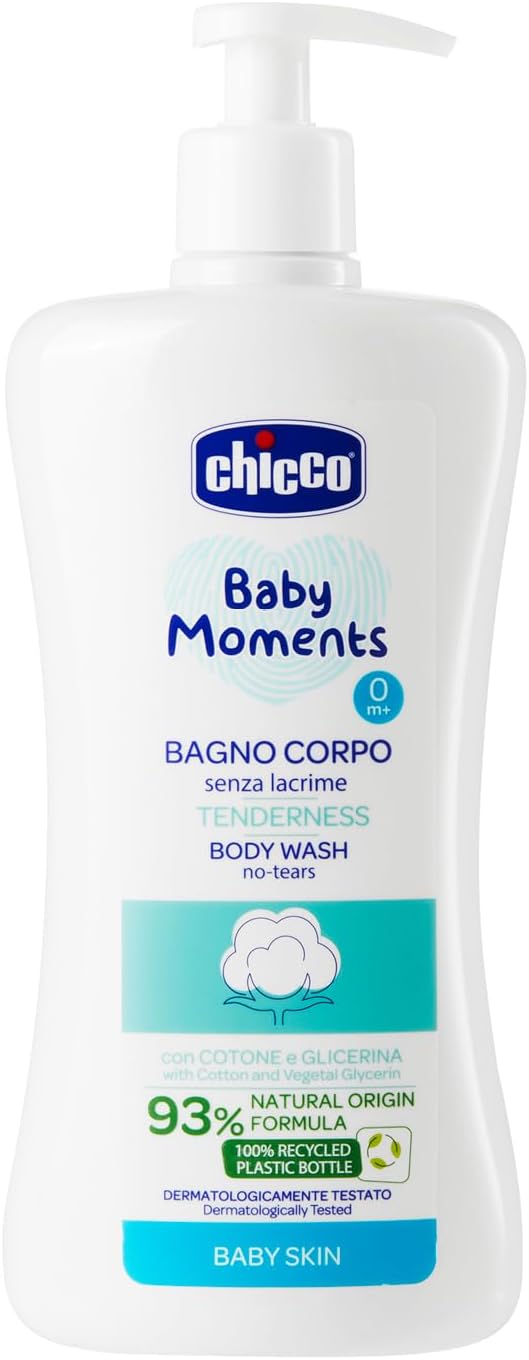 Chicco Baby Moments Lacrime Free Bath Body Tensioner for Sensitive Hair with Natural Formula, 0+ Mesi - 500 ml