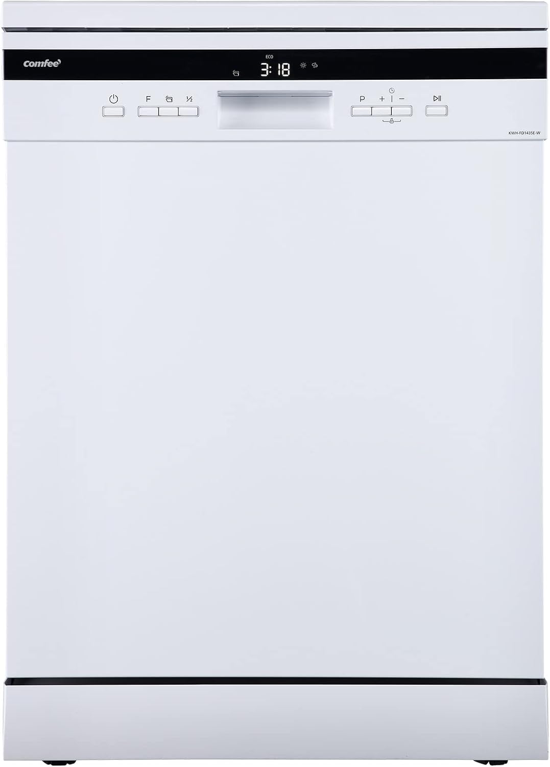 COMFEE' Freestanding Dishwasher FD1435E-W with 14 place settings, Full Size, 44dB, Wide LED Display, Delay Start, Half Load Function, Flexible Racks, White (KWH-FD1435E-W)