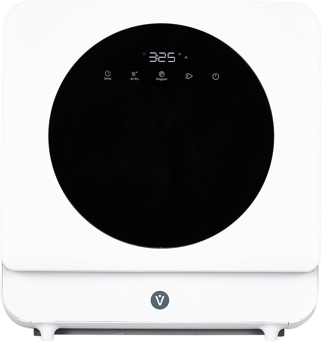 Portable Countertop Dishwasher with 5L Water Tank, Large Display, 2-in-1 Function, 6 Wash Programs, Mini Dishwasher for Apartments, RVs, Dorms, White