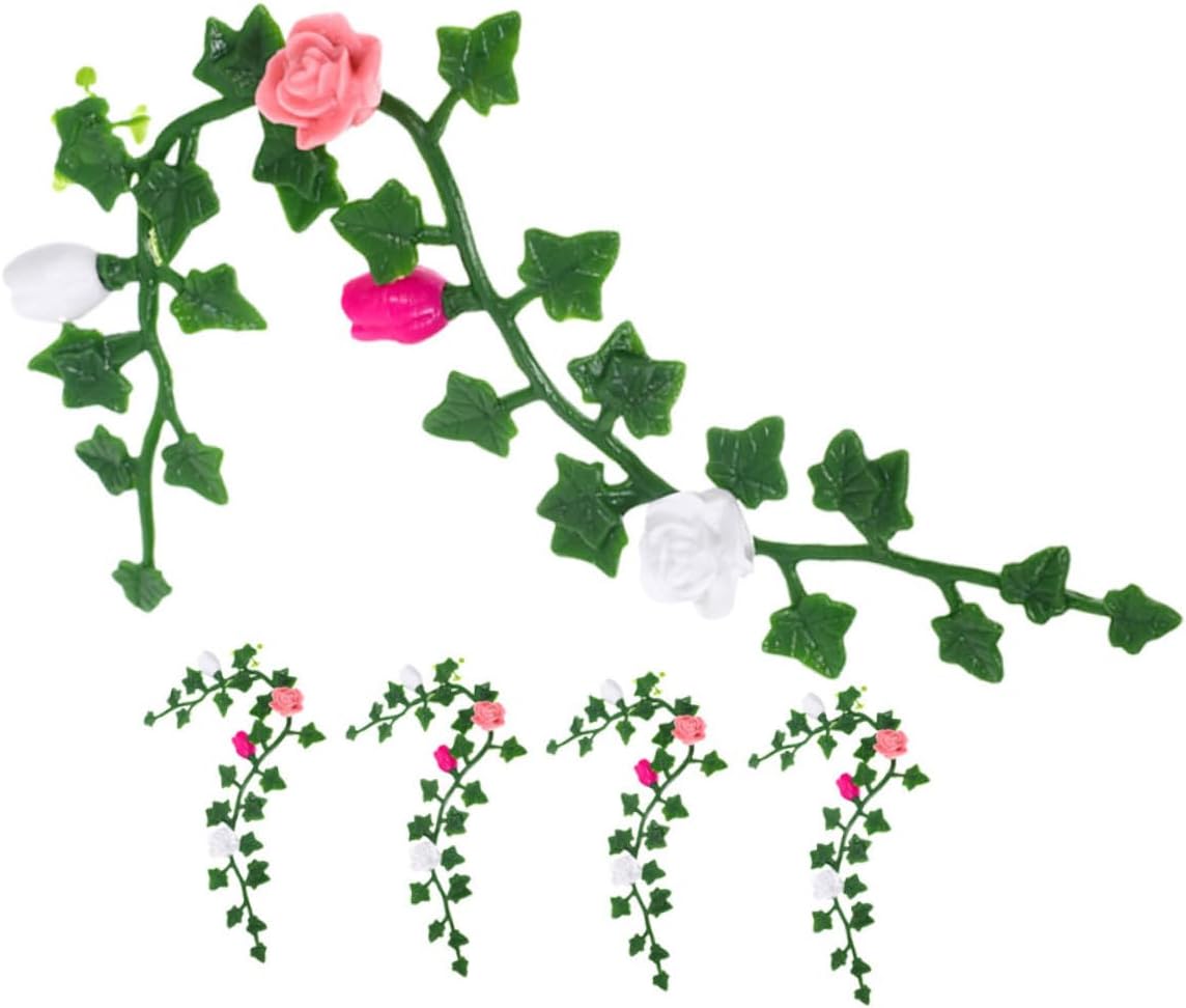 TOBBOMEY 5pcs Miniature Floral Vine Simulation Model for Dollhouse Micro Landscape Artificial Flower Vines for Mini Garden Decoration and DIY Craft Accessories
