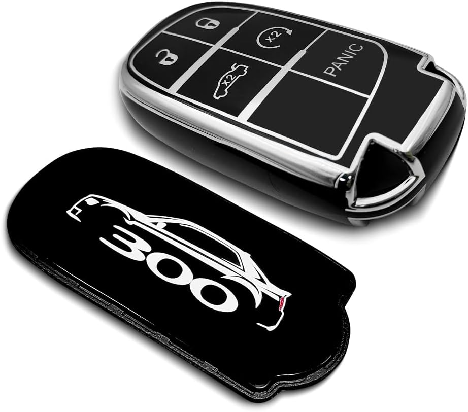 for 300 300C 300S Creative Logo Key Fob Cover Soft TPU Full Protection Key Fob Case Protector Shell (300)