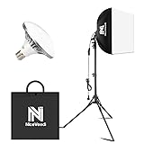 Softbox Lighting Kit, NiceVeedi 16'' x 16'' Softbox Photography Lighting Kit with 63” Tripod Stand & 5400K 450W Equivalent LED Bulb, Continuous Lighting for Photography/Video Record/Live Streaming