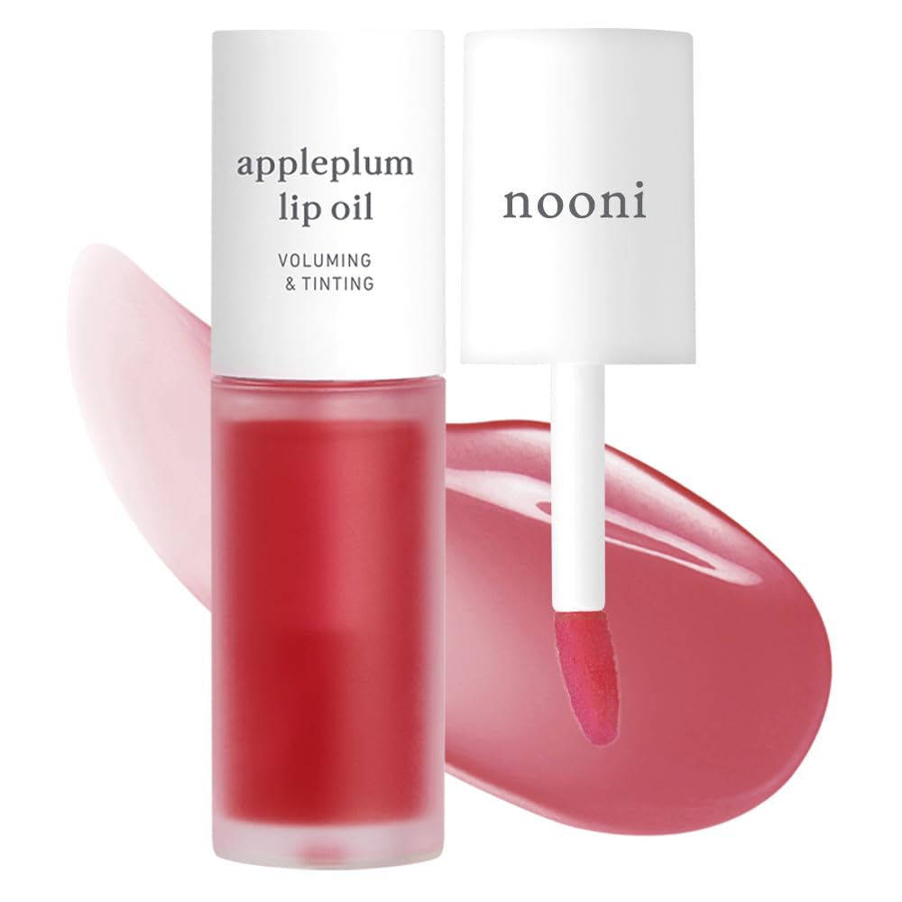NOONI Korean Hydrating Lip Oil - Appleplum | Long-Lasting, Moisturizing, Plumping, Revitalizing for Dry Lips, Waterproof, No Peel Off, Korean Tint, Hydrating, Nourishing Crystal Clear, 0.12 FL Oz
