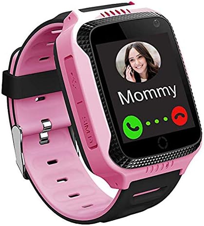 PTHTECHUS GPS Tracker Smartwatch, 1.37'' LED Touch Digital Camera Kids Watch Support Game Call Alarm Clock SOS Voice Chat Smart Watch, Kids Gift 5-12 Years, Pink