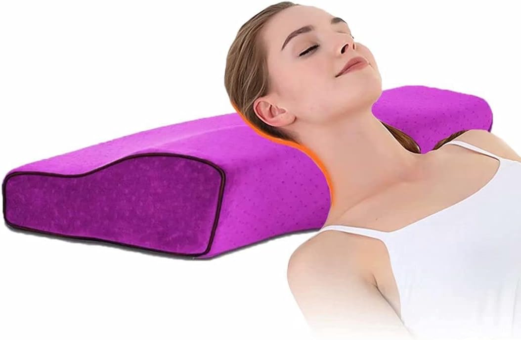 Orthopedic Sleeping Ergonomic Cervical Pillow, Cervical Pillow Contour Memory Foam Orthopedic Pillow Ergonomic Hypoallergenic Anti-snoring Washable Pillowcase for Neck Pain Relief