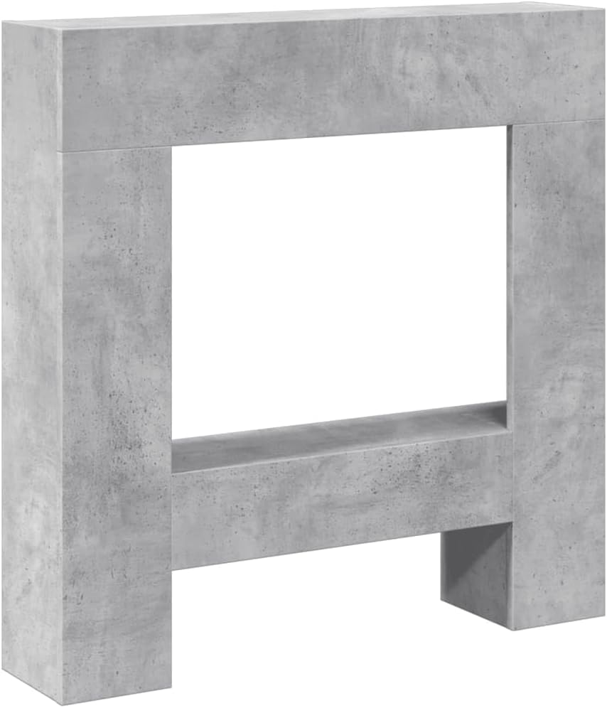 vidaXL Fireplace Surround Mantel Frame Concrete Grey Engineered Wood, LED Flame Compatible, 81 x 18 x 82 cm