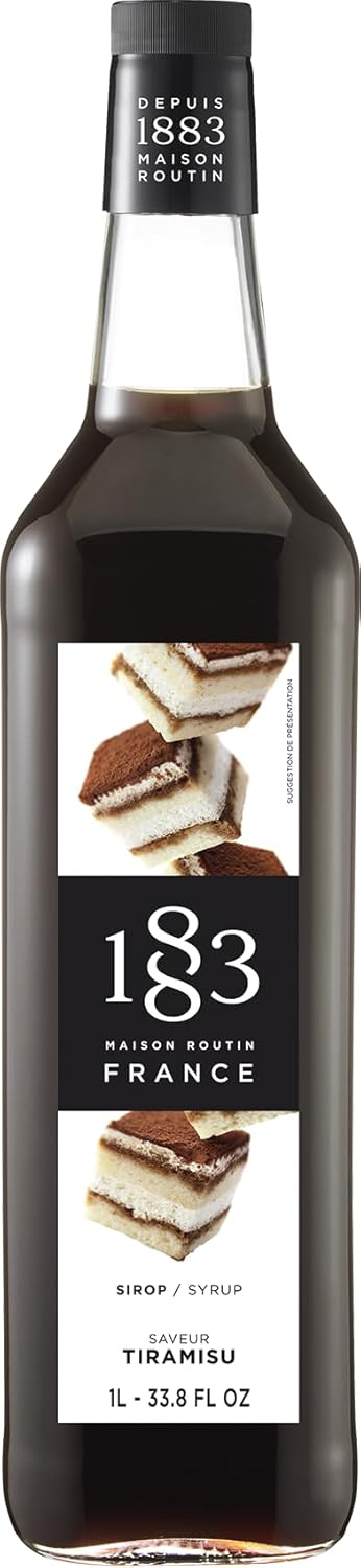 1883 Tiramisu Syrup - Flavored Syrup for Coffee, Cocktails, and Iced Beverages - Made in France | Premium Glass Bottle 1 Liter