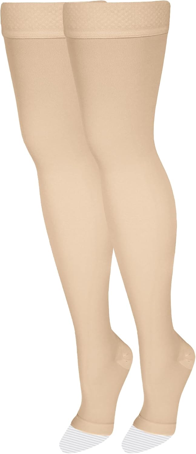NuVein Medical Compression Stockings, 20-30 mmHg Support, Women & Men Thigh Length Hose