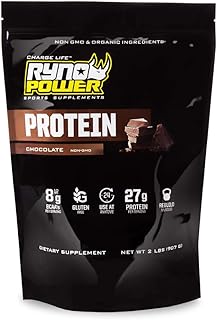 Ryno Power All Natural Whey Protein 2lb (20 Servings) 'Chocolate' - 100% Whey Protein Blend & No Fillers - Non GMO